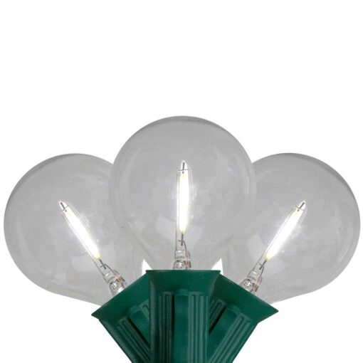 10ct Pure White LED G50 Globe Patio Lights, 10ft Green Wire