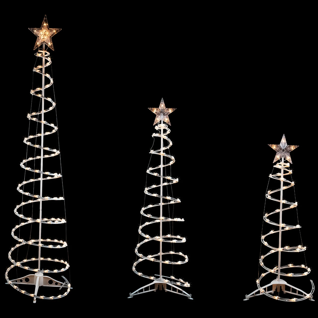 Set Of 3 Clear Lighted Spiral Christmas Trees - 3', 4', And 6' 3 Set Of 3 Clear Lighted Spiral Christmas Trees - 3', 4', And 6'