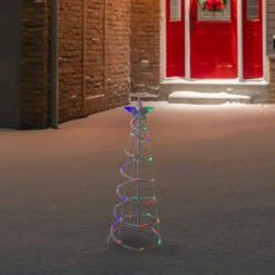 3ft LED Lighted Spiral Cone Tree Outdoor Christmas Decoration, Multi Lights -Optimal Christmas Shop northlight ys92330 3 34367.1667531699