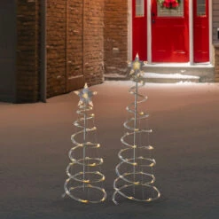 Set Of 2 LED Lighted Warm White Outdoor Spiral Christmas Cone Trees 3', 4' 7 Set Of 2 LED Lighted Warm White Outdoor Spiral Christmas Cone Trees 3', 4' -Optimal Christmas Shop northlight ys92337 3 34388.1667530326