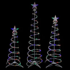 Set Of 3 LED Lighted Multi-Color Outdoor Spiral Christmas Cone Trees 3', 4', And 6' 8 Set Of 3 LED Lighted Multi-Color Outdoor Spiral Christmas Cone Trees 3', 4', And 6' -Optimal Christmas Shop northlight ys92338 2 57110.1667531699