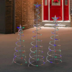 Set Of 3 LED Lighted Multi-Color Outdoor Spiral Christmas Cone Trees 3', 4', And 6' 7 Set Of 3 LED Lighted Multi-Color Outdoor Spiral Christmas Cone Trees 3', 4', And 6' -Optimal Christmas Shop northlight ys92338 3 71745.1667531699