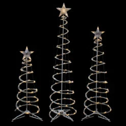 Set Of 3 LED Lighted Warm White Outdoor Spiral Christmas Cone Trees 3', 4', And 6' 8 Set Of 3 LED Lighted Warm White Outdoor Spiral Christmas Cone Trees 3', 4', And 6' -Optimal Christmas Shop northlight ys92339 2 86248.1667534304