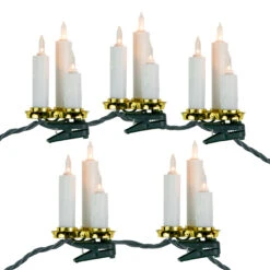 7ct Dripping Clip On Candle Cluster Christmas Lights, 6.5' Green Wire