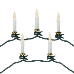 10ct Flickering LED Clip On Candle Christmas Lights, 7' Green Wire
