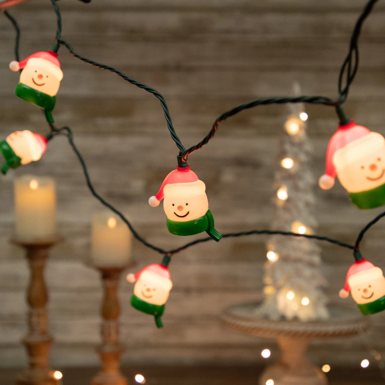10 Count Snowman Heads With Scarves Christmas Light Set, 7.5ft Green Wire 4 10 Count Snowman Heads With Scarves Christmas Light Set, 7.5ft Green Wire - Image 2