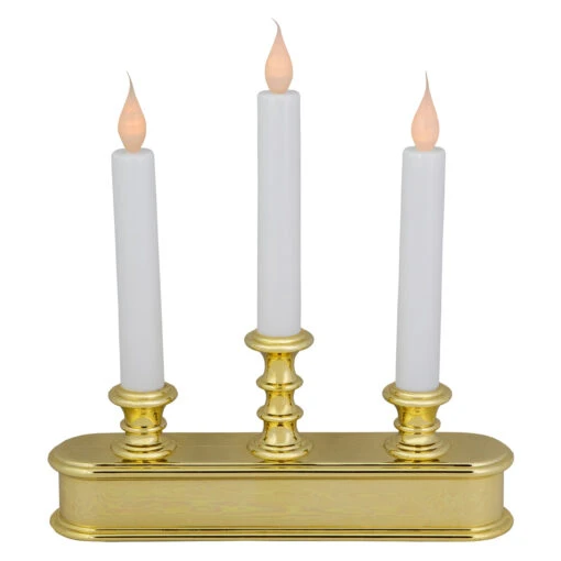 10" Pre-Lit LED White Lighted 3ct Candolier Christmas Candle Lamp