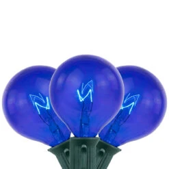 10-Count Blue G50 Globe Christmas Patio Lights- 9ft, Green Wire