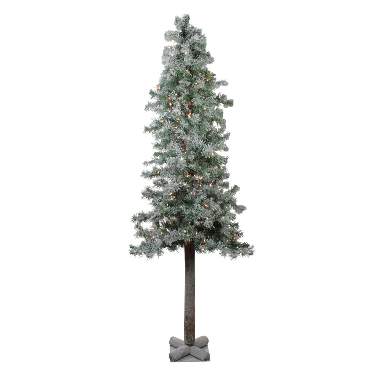 6ft Lightly Flocked Glittered Woodland Alpine Artificial Christmas Tree - Clear Lights 3 6ft Lightly Flocked Glittered Woodland Alpine Artificial Christmas Tree - Clear Lights