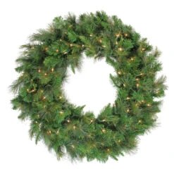 Mixed Canyon Pine Artificial Christmas Wreath - 24-Inch, Clear Lights