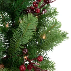 Pre-lit Noble Fir With Red Berries And Pine Cones Artificial Christmas Wreath - 24" - Clear Lights -Optimal Christmas Shop northlight z85340 3 updated2022 00509.1667643622