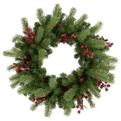 Noble Fir With Berries Artificial Christmas Wreath - 24-Inch, Unlit -Optimal Christmas Shop northlight z85364 style 94800.1667489918