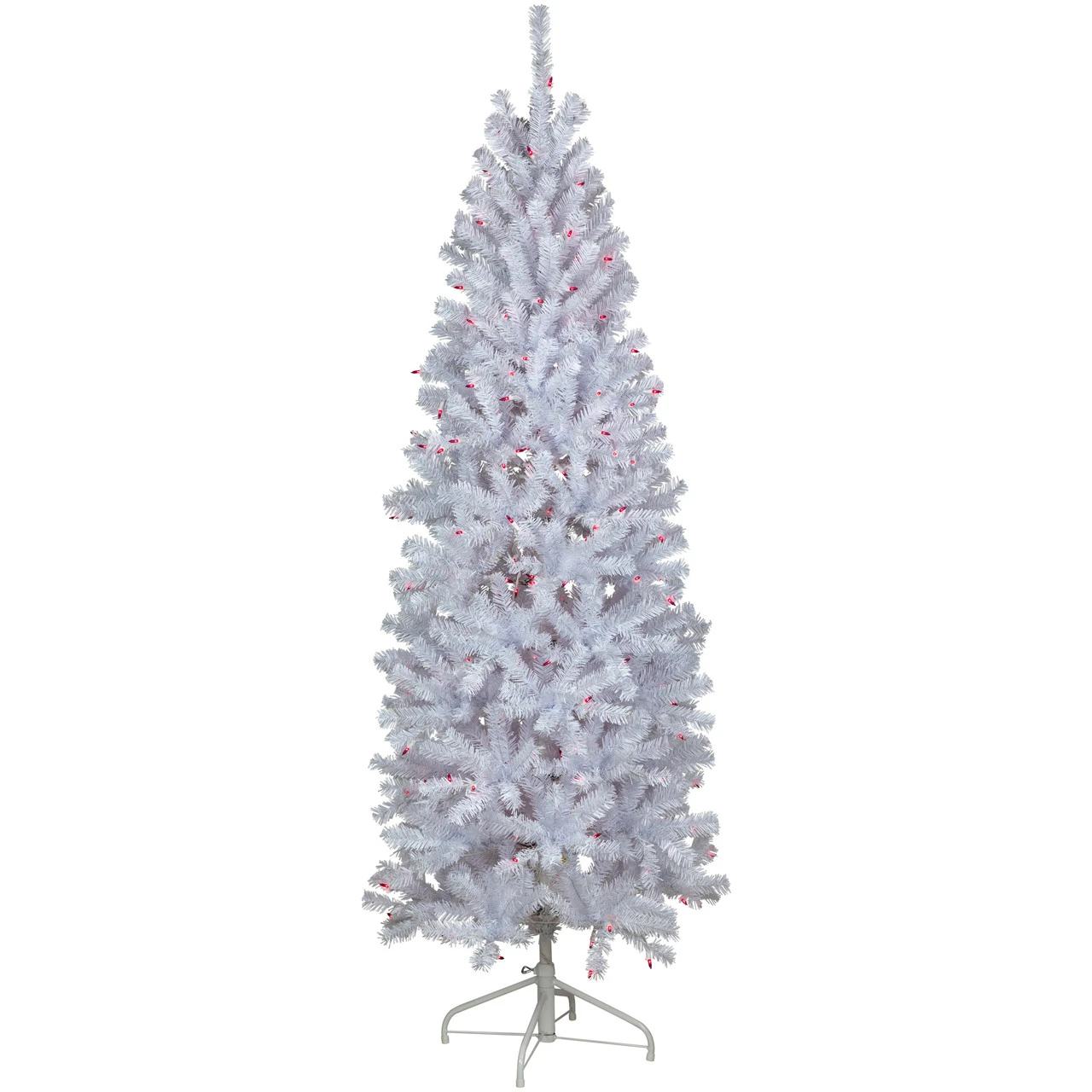 6.5’ Pre-Lit Slim Geneva White Spruce Artificial Christmas Tree, Pink Lights 3 6.5’ Pre-Lit Slim Geneva White Spruce Artificial Christmas Tree, Pink Lights