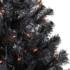 4ft Pre-Lit Black Noble Spruce Artificial Halloween Tree, Orange Lights -Optimal Christmas Shop northlight z92380 4 49617.1669140864
