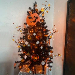 4ft Pre-Lit Black Noble Spruce Artificial Halloween Tree, Orange Lights -Optimal Christmas Shop northlight z92380 cxpic2 85674.1669140865