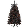 6ft Pre-Lit Black Noble Spruce Artificial Halloween Tree, Orange Lights