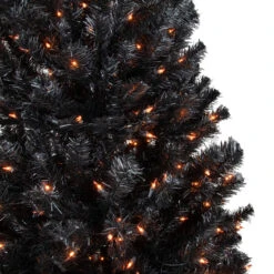 6ft Pre-Lit Black Noble Spruce Artificial Halloween Tree, Orange Lights -Optimal Christmas Shop northlight z92381 2updated 39940.1667530283