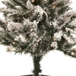 4' Pre-Lit Flocked Pine Slim Artificial Christmas Tree, Clear Lights -Optimal Christmas Shop northlight z92855 4 03851.1667569729