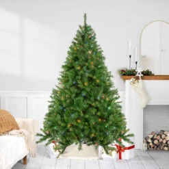 7.5' Pre-Lit Chatham Pine Artificial Christmas Tree, Multi-Color Lights