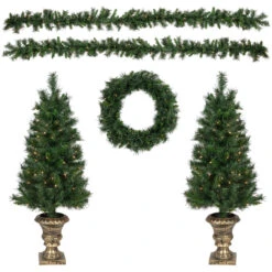 5-Piece Pre-Lit Norwich Pine Artificial Christmas Entryway Set