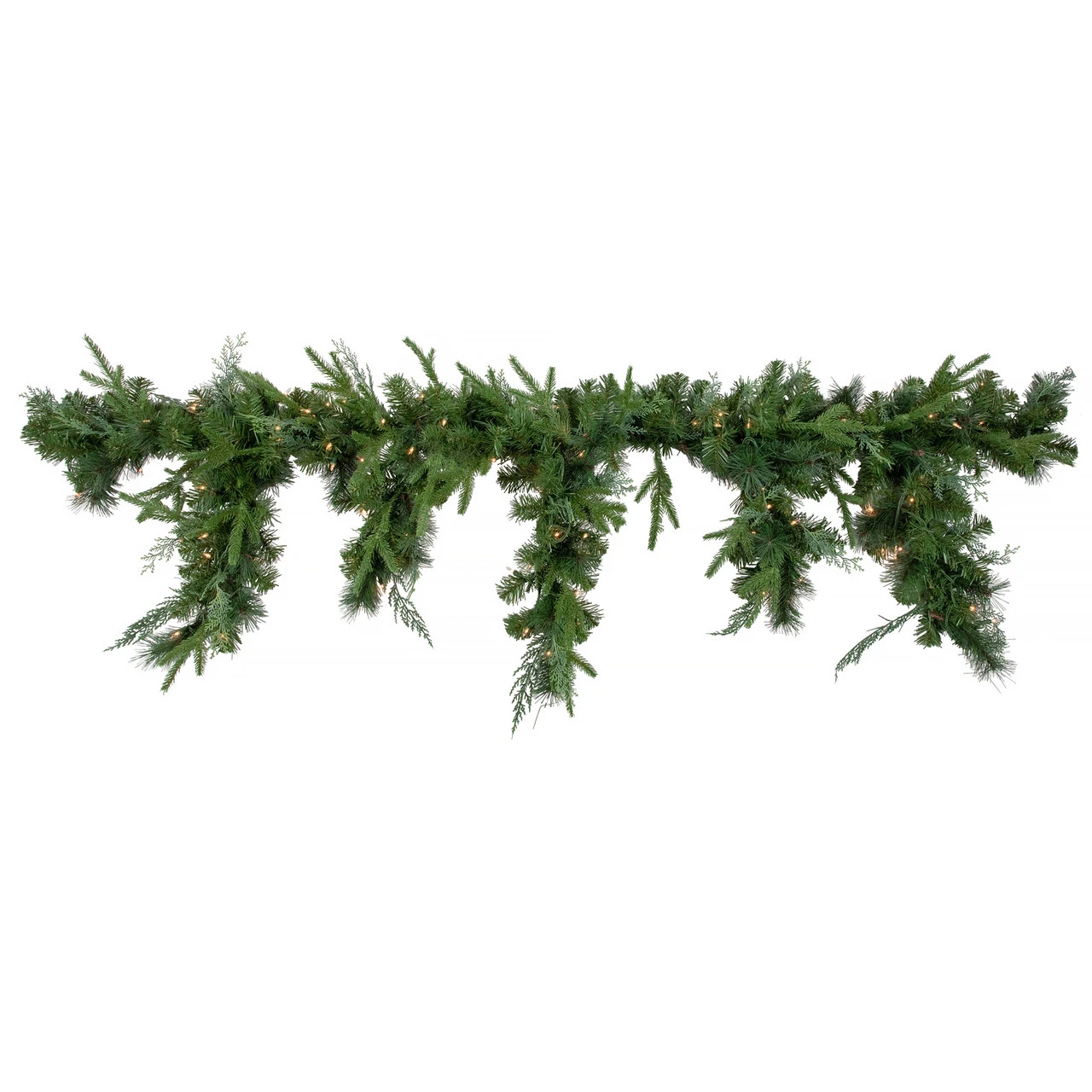 6' X 18" Pre-Lit Mixed Pine Artificial Christmas Icicle Garland, Clear Lights 3 6' X 18" Pre-Lit Mixed Pine Artificial Christmas Icicle Garland, Clear Lights