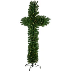 7' Pre-Lit Artificial Pine Christmas Cross - Warm White LED Lights -Optimal Christmas Shop northlight z94305 2 16516.1683905722
