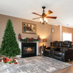 7.5' Pre-Lit Manchester Pine Instant Connect Artificial Christmas Tree, Dual LED Lights -Optimal Christmas Shop northlight z94430 5 52117.1668089865