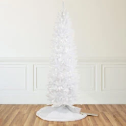 9' Pre-Lit Rapids White Pine Pencil Artificial Christmas Tree, Clear Lights