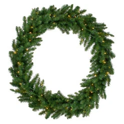 Pre-Lit Buffalo Fir Commercial Artificial Christmas Wreath - 5 Ft, Warm White LED Lights