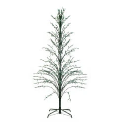 9' Black Pre-Lit Artificial Cascade Twig Christmas Tree - Green Lights