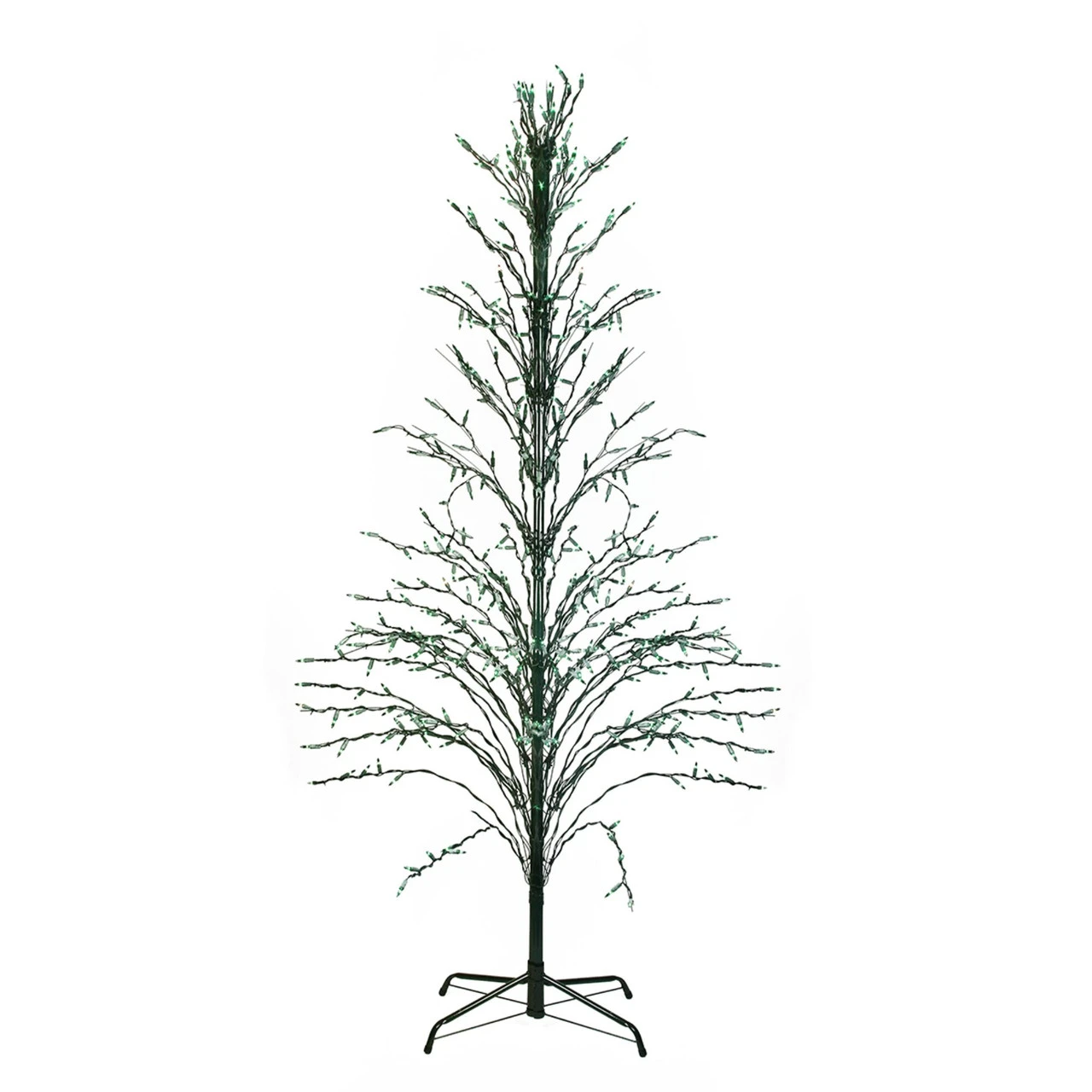 9' Black Pre-Lit Artificial Cascade Twig Christmas Tree - Green Lights 3 9' Black Pre-Lit Artificial Cascade Twig Christmas Tree - Green Lights