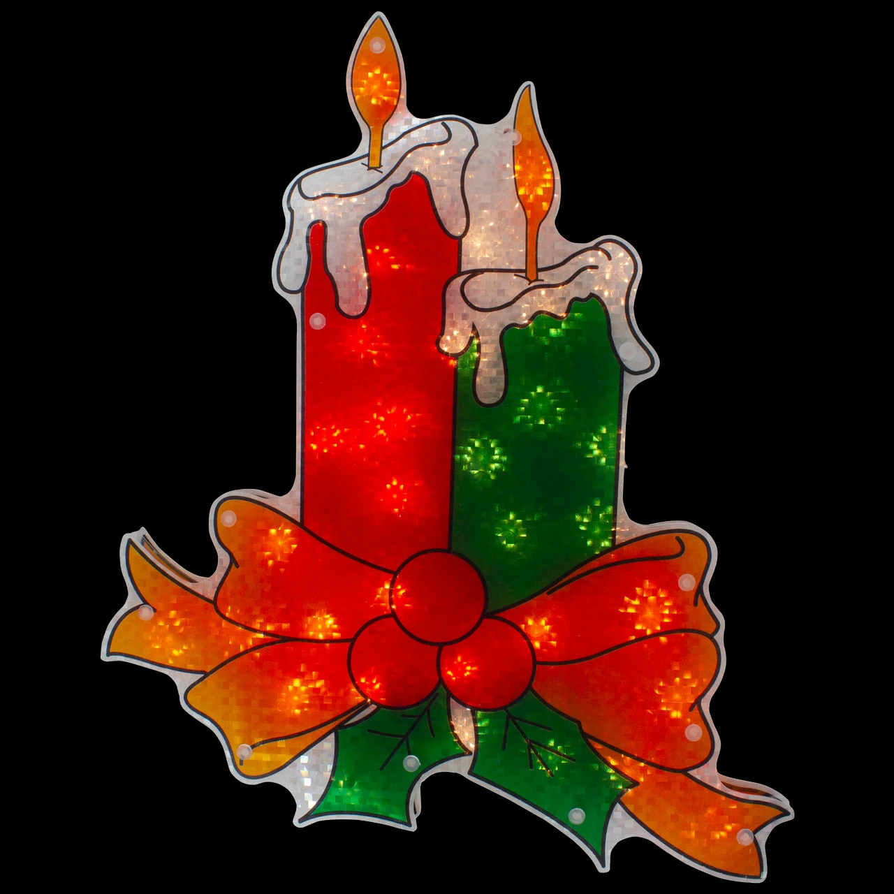 17" Lighted Holographic Candle Christmas Window Silhouette Decoration 4 17" Lighted Holographic Candle Christmas Window Silhouette Decoration - Image 2