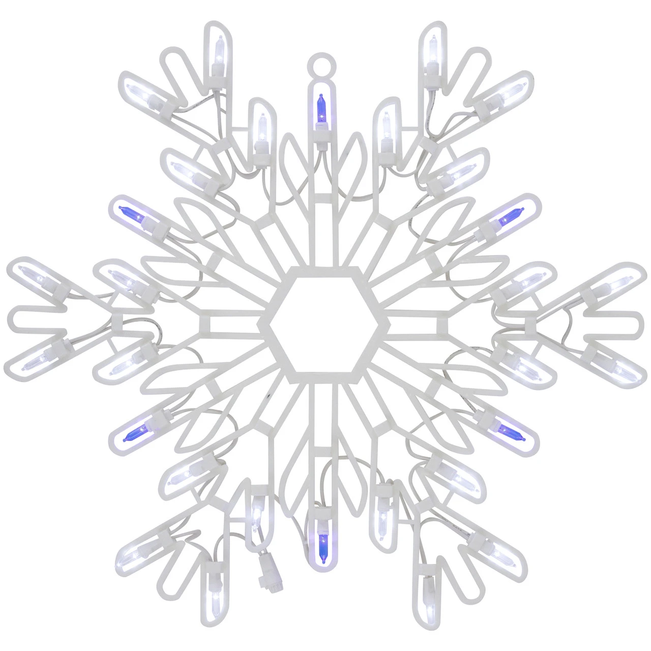 15" LED Lighted Pure White And Blue Snowflake Christmas Window Silhouette Decor 5 15" LED Lighted Pure White And Blue Snowflake Christmas Window Silhouette Decor - Image 3
