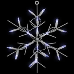 13" White And Clear LED Lighted Snowflake Christmas Window Silhouette Decoration