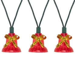 40-Count Red Bells With Musical Christmas Light Set, 13ft Green Wire