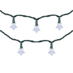10-Count Pure White LED Star Christmas Light Set, 4ft Green Wire