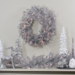 9' X 12" Pre-Lit Silver Tinsel Artificial Christmas Garland, Clear Lights 7 9' X 12" Pre-Lit Silver Tinsel Artificial Christmas Garland, Clear Lights -Optimal Christmas Shop northlightgb91003 80639.1667530469