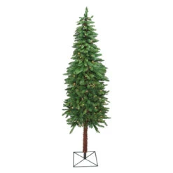 7' Pre-Lit Slim Two-Tone Alpine Artificial Christmas Tree - Clear Lights