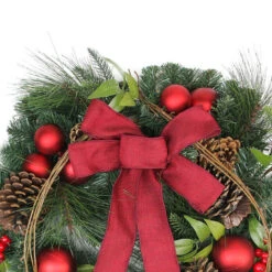 Red Berries And Ball Ornaments Artificial Christmas Wreath With Ribbon - 24-Inch, Unlit 8 Red Berries And Ball Ornaments Artificial Christmas Wreath With Ribbon - 24-Inch, Unlit -Optimal Christmas Shop northlightkji82585 54114.1667659834
