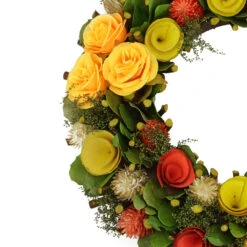 Orange And Yellow Flowers With Moss And Twig Artificial Floral Spring Wreath, 12-Inch -Optimal Christmas Shop northlightsh75319b 58100.1667661996