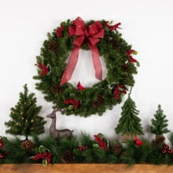 Pre-Lit Canadian Pine Artificial Christmas Wreath, 30-Inch, Clear Lights -Optimal Christmas Shop northlightv15839b 10497.1682607490