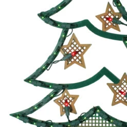 17.75" Lighted Green And Gold Christmas Tree With Stars Outdoor Window Silhouette -Optimal Christmas Shop northlightys27520 98234.1677643189