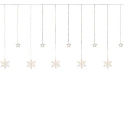 250 Clear LED Star And Snowflake Window Curtain Christmas Lights - 15.75ft Clear Wire