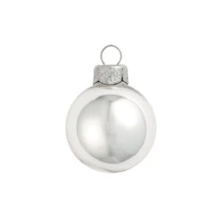 40ct Silver Shiny Glass Christmas Ball Ornaments 1.25" (30mm)