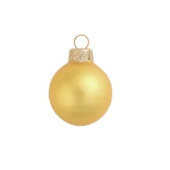 28ct Sun Yellow Matte Glass Christmas Ball Ornaments 2" (50mm)