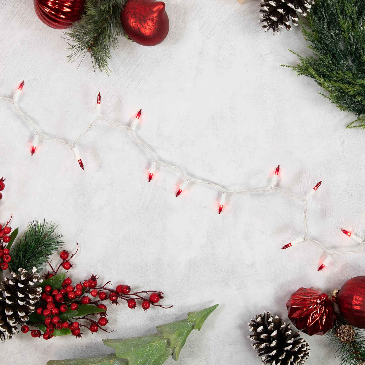 Set Of 100 Red Mini Christmas Lights 2.5" Spacing - White Wire 4 Set Of 100 Red Mini Christmas Lights 2.5" Spacing - White Wire - Image 2