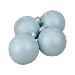 4ct Blue And Silver Snowflake Glass Christmas Ball Ornaments 3.25" (80mm)