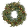 Pre-Lit Colonial Artificial Christmas Wreath - 24-Inch, Dual Color LED Lights -Optimal Christmas Shop peco7 395d24wbc 22382.1667584010