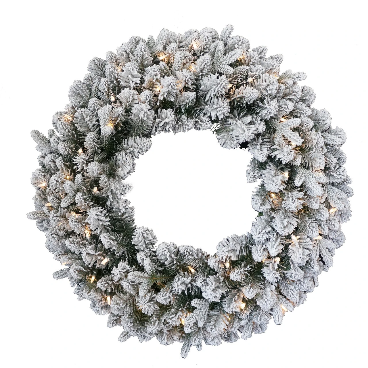 24" Pre-Lit LED Snowy Iceland Fir Artificial Christmas Wreath - Warm White Lights 3 24" Pre-Lit LED Snowy Iceland Fir Artificial Christmas Wreath - Warm White Lights