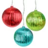 Set Of 3 Lighted Multi-Color Mercury Glass Finish Ribbed Ball Christmas Ornaments - Clear Lights -Optimal Christmas Shop penn2030 379 066 1 40593.1667662690